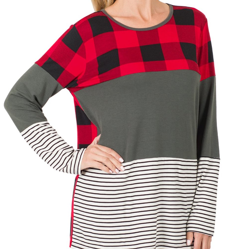 Perfect Plaid Top - Grey